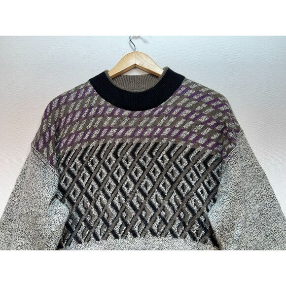 Vintage Stefanel Unisex Pullover Wool Sweater Knit L/XL Multi Geometric - Picture 5 of 12